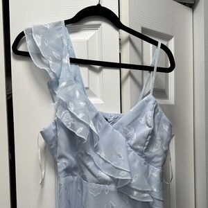 Lulu's Light Blue Floral Ruffle Dress